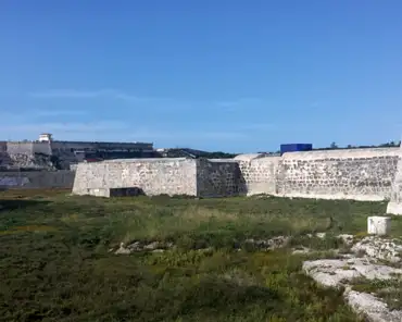 20170714_181837 San Salvador de la Punta Fortress was built ca. 1602 to protect the harbor of Havana. It is located across El Morro fortress (background).