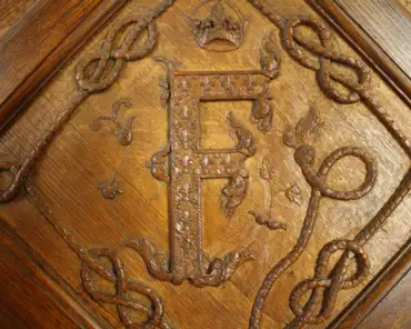 IMG_8437 Wood panel with Francis I's monogram.