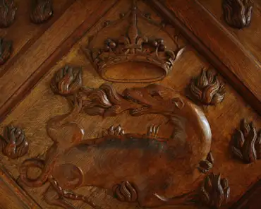 IMG_8443 Wood panel with Francis I's salamander.