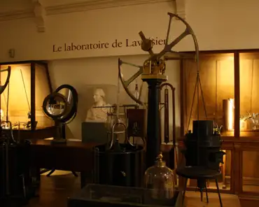 IMG_6264 Lavoisier's laboratory, 1785. Lavoisier was able to make water out of oxygen and hydrogen (and a spark) in this laboratory, proving that water was actually a...
