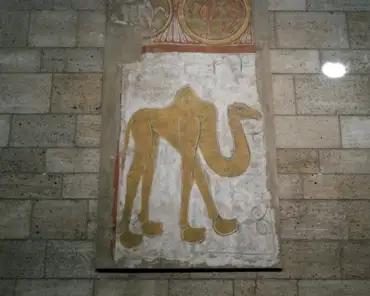 P1080082 Camel, fresco transferred to canvas, Spanish, Castile-Leon, ca. 1200.